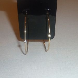 Large Thin Gold Hoop Earrings With Diamond New